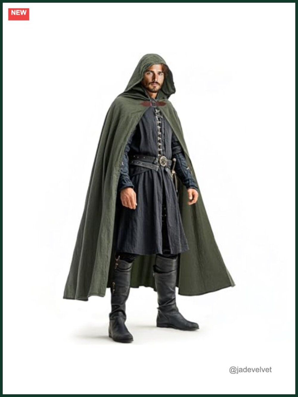 Renaissance Hooded Cloak Cotton Cape Medieval Halloween Costume